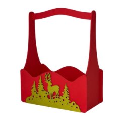 Декоративный ящик с высокой ручкой 255*125 h300 Лес красный декор золото