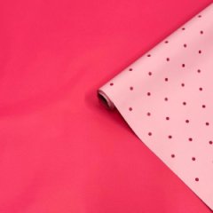 Пленка матовая двухсторонняя Мелкий горошек бледно-розовый/ ярко-розовый 58см*10м±5% 65мкм