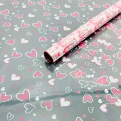 Пленка прозрачная двухцветная Сердечки 2 бело-нюдовые 70см*200гр ± 5%