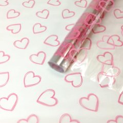 Пленка Сердечки контурные розовые 70см*10ярд ± 5%