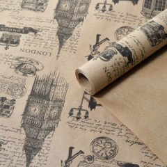 Крафт бумага Лондон черный цв. на коричневом фоне 700мм/60гр/10м ± 5%