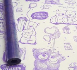 Пленка Мишки фиолетовый 70см*10ярд ± 5%