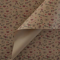 Крафт бумага Я люблю тебя черный/красный цв. на коричневом фоне 680мм/60гр/10м± 5%