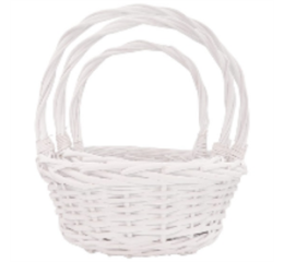 Корзины из ивы 31*13,5*36*B24, 26*11,5*31*B20, 20*10,5*26*B16, 3шт, круг, белый