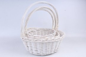 Набор корзин из ивы 3шт 41*41*16*41см/34*34*14*36см/27*27*12*31см, круг, белый