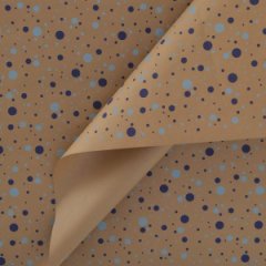 Крафт бумага Конфетти синий/голубой цв. на коричневом фоне 720мм/60гр/10м± 5%