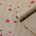 Крафт бумага Горошина крупная красный цв. на коричневом фоне  70 см*8,5 ярд ± 5%