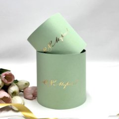 Коробки круглые набор без крышек из 2х (13*13/16*16) мятный с тиснением С 8 Марта