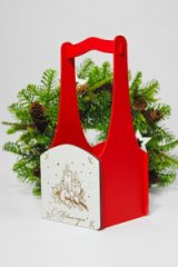 Декоративный ящик квадратный 140*125*h300 С Новым Годом красный