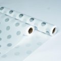 Пленка матовая с рисунком белая-горох серебро 580мм/12м*50мкр