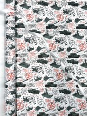 Крафт бумага 23 февраля техника серый на белом 700мм/60гр/10м ± 5%