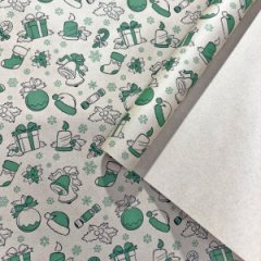 Упаковочная бумага Новогодний подарок зеленый/черный цв. на коричневом 70см/60гр/10м± 5%