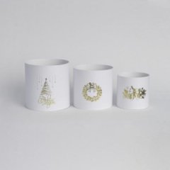 Набор шляпных коробок  3 в 1 белый с тиснением НГ золото, 18*18 ‒13*13 см