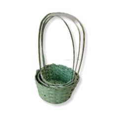 Набор корзин плетеных (бамбук) D16xH13/32, D18xH10/34, D21xH10/36, 3шт св.зел.+бел.