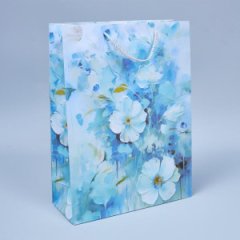 Пакет подарочный Цветочная акварель 7, 40*30*12см (уп 12шт)