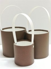 Шляпные коробки без крышек с ручками Набор из 3х (10*10/13,5*13,5/15*15) шоколад