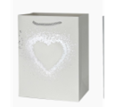 Пакет подарочный Сердце металл 32*26*10см белый