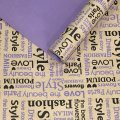 Крафт бумага Love storyдвухсторонняя фиолетовый/черный на коричневом фоне 70см/60гр/10м± 5%