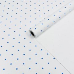 Пленка матовая однотонная Мелкий горошек белый/голубой 58см*10м±5% 65мкм