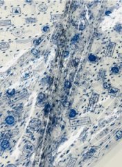 Пленка прозрачная двухцветная Новогодние марки синий/белый 70см*200гр ± 5%