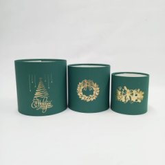 Набор шляпных коробок без крышек 3в1 зеленый изумруд с тиснением НГзолото 13*13*/16*16/18*18