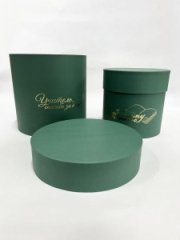 Коробки круглые Набор из 2х (13*13/16*16) с тиснением Для учителя зеленый