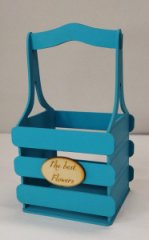 Декоративный ящик из фанеры реечный квадратный 140*125*h240 Декор бирюзовый