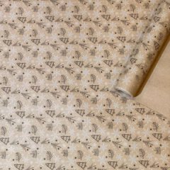 Упаковочная новогодняя бумага Елочки цв.черный/белый на корочневом 70см/60пл/10м