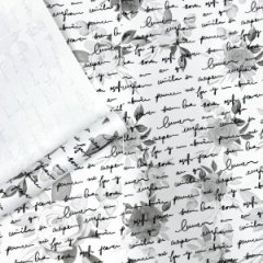 Крафт бумага Розы письмо серый/черный на белом фоне 720мм/60гр/10м ± 5%