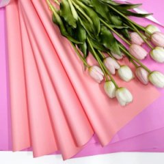 Пленка матовая двухсторонняя пастельно розовый/барби 10 листов 58*58 65мкм