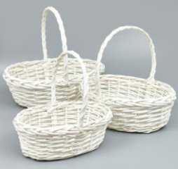 Корзины из ивы 44*33*14*40, 38*28*12.5*35, 32*23*11*30, 3шт, овал, белый
