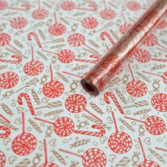 Пленка прозрачная с рисунком КонфетыНГ золотая 40мкм/70см/200гр ± 5%