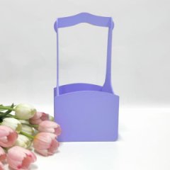 Декоративный ящик из фанеры квадратный с ручкой 140*125*h270 нежно-сереневый