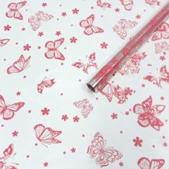 Пленка Летящие Бабочки розовый 70см*200гр ± 5%