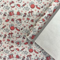 Упаковочная бумага Новогодний подарок красный/черный цв. на коричневом 70см/60гр/10м± 5%