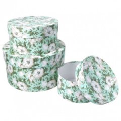 Набор коробок картон 3в1 круг 20*20*10/30*30*15см цветы - анаис 20А2-МФ-033