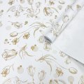 Крафт бумага Цветочный вальс золото на белом фоне 720мм/60гр/10м ± 5%