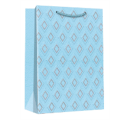Пакет подарочный Серебрянные ромбы, 32*26*12см, голубой