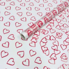 Пленка матовая Сердца розовые 70см,40мкм,10м