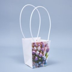 Сумка с пластиковыми ручками Цветы №1 13*9,5*15,5см (уп 10шт)