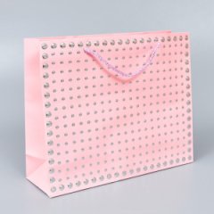 Пакет подарочный Глэм, 32*26*10см, розовый