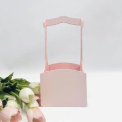 Декоративный ящик из фанеры квадратный с ручкой 140*125*h270 нежно-сереневый