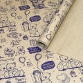 Крафт бумага Мишки фиолетовый цв. на коричневом фоне 70 см* 8,5 ярд ± 5%
