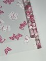 Пленка прозрачная двухцветная с рисунком Бабочки бело-розовая 70см*200гр ± 5%