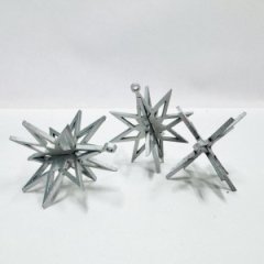 Игрушка новогодняя фигурная Звезда рождественская серебро 80мм 3шт