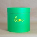 Коробка круглая 18*18 с тиснением Love зелёная!!!