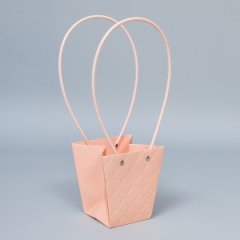 Сумка с пластиковыми ручками Ромбы 12*8*12,5 см персиковый