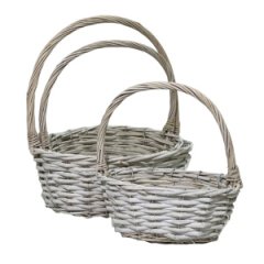 Корзина из ивы, 3 шт, выбеленные 32*24*12, 28*20*10, 23*16*8