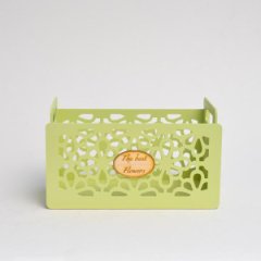 Декоративный ящик с ручкамии декором цв. фисташковый14,6*25 см