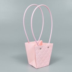 Сумка с ручками Ромбы, 11,5*10,5*12см, розовый (уп 10шт)